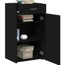 vidaXL Sideboards>Sideboard med låda Svart Ek 50 x 42,5 x 93 cm