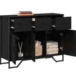 vidaXL Sideboards>Sideboard med låda Svart Ek 97 x 32,5 x 74,5 cm