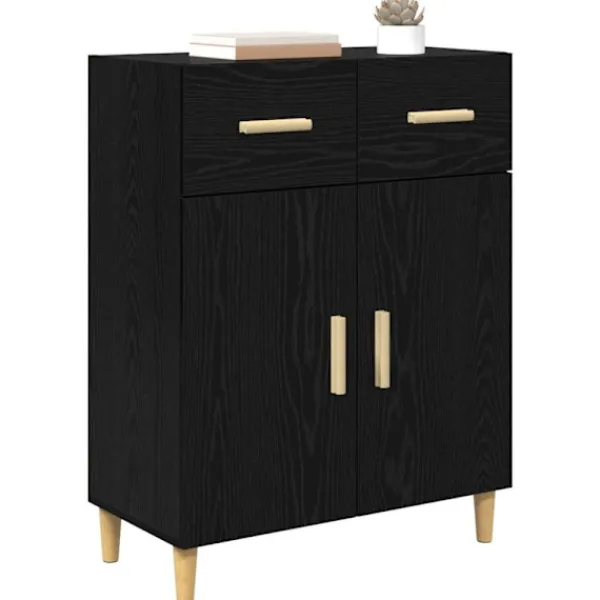 vidaXL Sideboards>Sideboard med låda Svart ek 34 x 69.5 x 89 cm Konstruerat trä