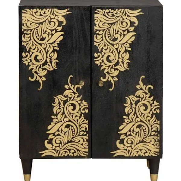 vidaXL Skåp>Sideboard Svart 60 x 33 x 75 cm Massivt mangoträ