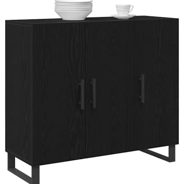 vidaXL Sideboards>Sideboard Svart Ek 90 x 34 x 80 cm Konstruerat trä