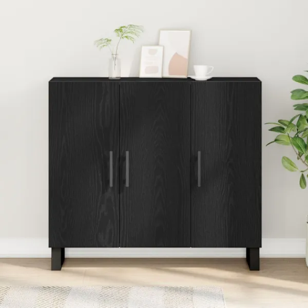 vidaXL Sideboards>Sideboard Svart Ek 90 x 34 x 80 cm Konstruerat trä