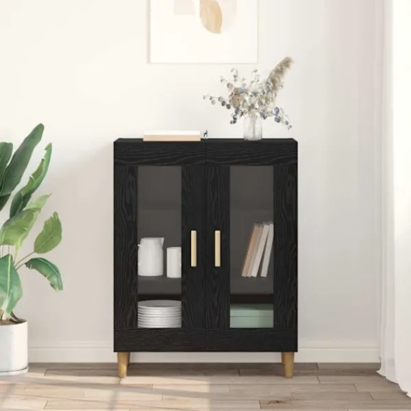vidaXL Skåp>Sideboard Svart Ek 69,5 x 34 x 90 cm Konstruerat trä