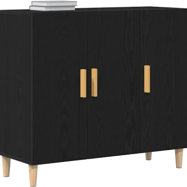 vidaXL Sideboards>Sideboard Svart Ek 90 x 34 x 80 cm Konstruerat trä