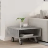 vidaXL Småbord>Sido bord med hjul Betonggrå 50 x 50 x 30 cm Konstruerat trä