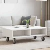 vidaXL Soffbord>Sido bord med hjul Vit 90 x 50 x 30 cm Konstruerat trä