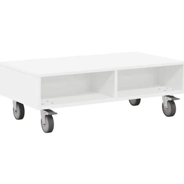 vidaXL Soffbord>Sido bord med hjul Vit 90 x 50 x 30 cm Konstruerat trä
