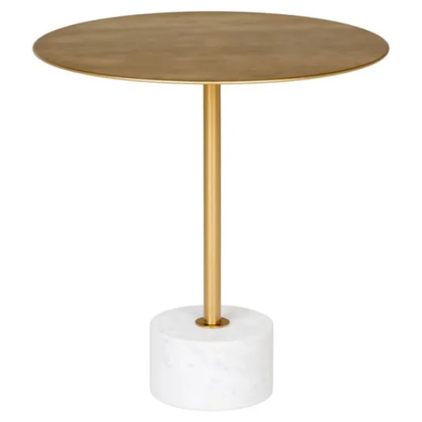 HOUSE NORDIC Småbord>Sidobord i mässing och marmor Ø 51 x 52 cm