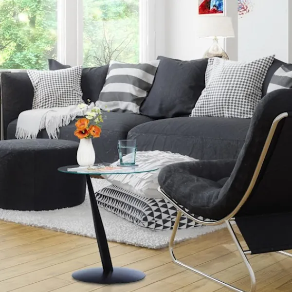 B2X Småbord>Sidobord i svart glas