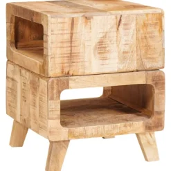 vidaXL Småbord>Sidobord med hylla Brun 40 x 40 x 49 cm Massivt mangoträ