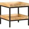 vidaXL Småbord>Sidobord med hylla Brun 45 x 45 x 45 cm Massivt mangoträ