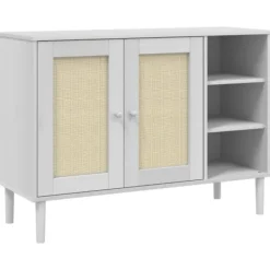 vidaXL Sideboards>Sidobord SENJA rottinglook vit 112x40x80 cm massiv furu