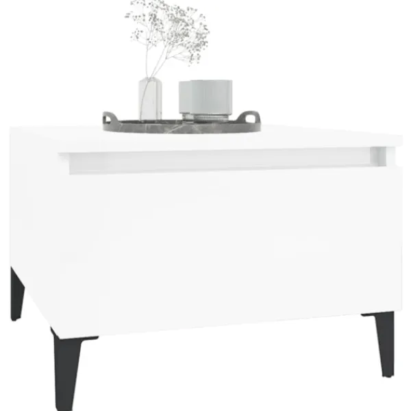 vidaXL Soffbord>Sidobord vit högglans 50x46x35 cm konstruerat trä
