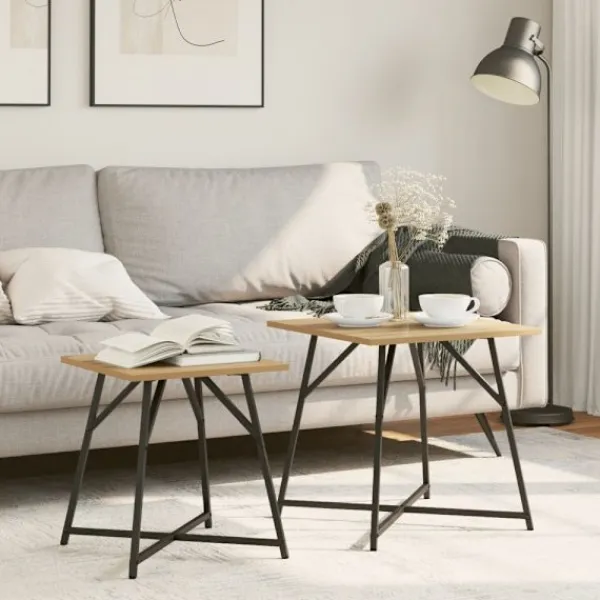 vidaXL Småbord>Sidobordsset 2 pcs Artisan Ek och Svart