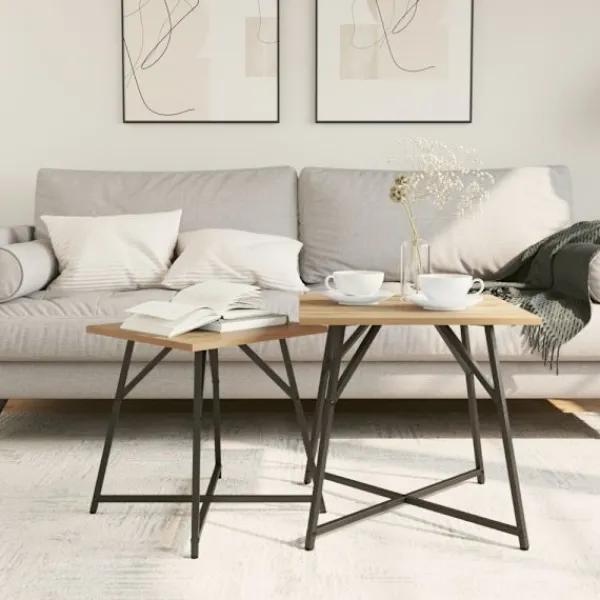 vidaXL Småbord>Sidobordsset 2 pcs Artisan Ek och Svart