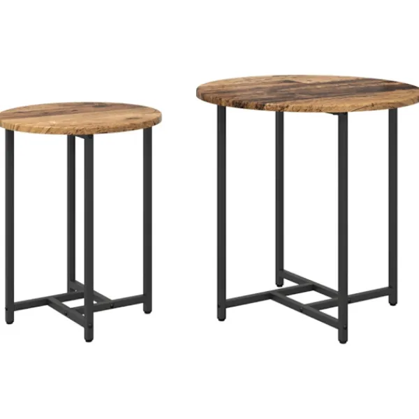 vidaXL Småbord>Sidobordsset 2 pcs Gammalt trä och svart