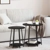 vidaXL Småbord>Sidobordsset med hylla 2 pcs Svart Ek