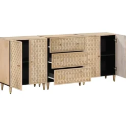 vidaXL Sideboards>Sidoskåp 3 st 60x33x75 cm massivt mangoträ