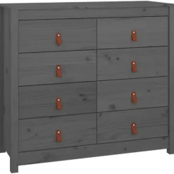 vidaXL Byråer>Sidoskåp grå 100x40x90 cm massiv furu
