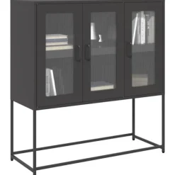 vidaXL Sideboards>Sidoskåp svart 100,5x39x107 cm kallvalsat stål