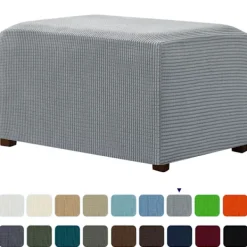 Sittpuffar>Silver, medium elastisk förvaringsfotpall avtagbar fotpall cov