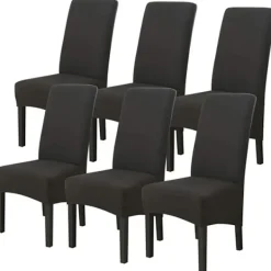 Stolar>Simplicity Home Sovrum Plus Högstretch Mjölksilke Vattentät Stolsöverdrag - Svart, 6-pack