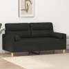 vidaXL Soffor>2-sits soffa med prydnadskuddar svart 140 cm tyg