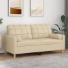 vidaXL Soffor>2-sits soffa med prydnadskuddar gräddvit 140 cm tyg