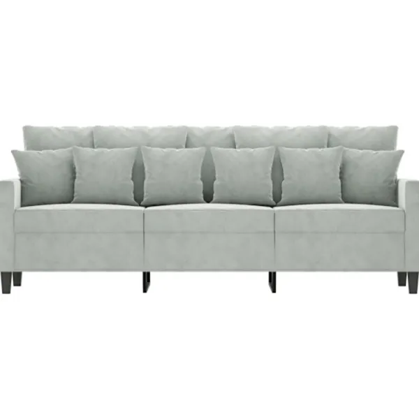 vidaXL Soffor>3-sitssoffa ljusgrå 180 cm sammet