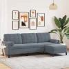 vidaXL Soffor>3-sitssoffa med fotpall Mörkgrå 210 cm sammet