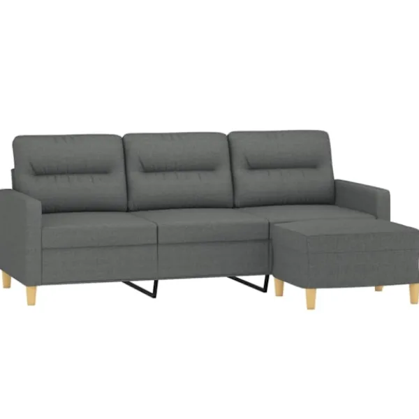 vidaXL Soffor>3-sitssoffa med fotpall Mörkgrå 180 cm tyg