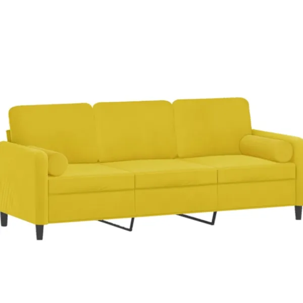 vidaXL Soffor>3-sitssoffa med prydnadskuddar gul 180 cm sammet