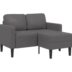 vidaXL Soffor>2-sitssoffa med schäslong L-formad grå 125 cm konstläder