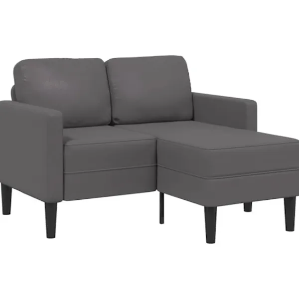 vidaXL Soffor>2-sitssoffa med schäslong L-formad grå 125 cm konstläder