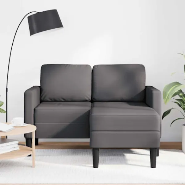 vidaXL Soffor>2-sitssoffa med schäslong L-formad grå 125 cm konstläder