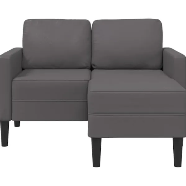 vidaXL Soffor>2-sitssoffa med schäslong L-formad grå 125 cm konstläder