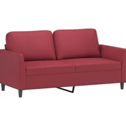 vidaXL Soffor>2-sitssoffa vinröd 140 cm fuskläder