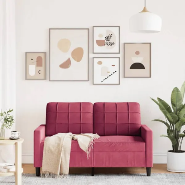 vidaXL Soffor>2-sitssoffa vinröd 120 cm sammet