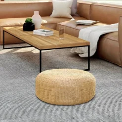 Sittpuffar>Sittdyna i japansk stil, handgjord meditationskudde, rustik tatami kontorskudde, 40 cm diameter