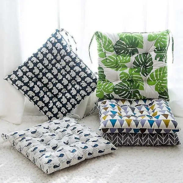 Sittpuffar>Sittdyna, set med 2 dynor, sittdyna, sittdyna 40x40 cm, trädgårdsdyna (gul schackruta, rund)