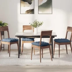 vidaXL Matgrupper>Sittkuddar 4 pcs Blå 40 x 40 x 6 cm Kordread tyg