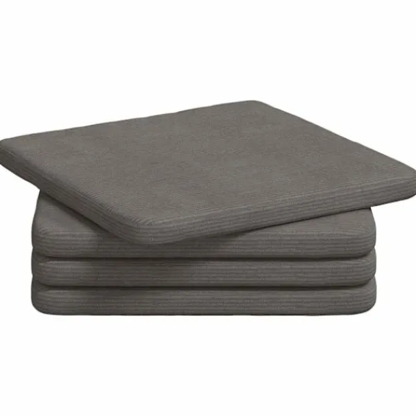 vidaXL Matgrupper>Sittkuddar 4 pcs Ljusgrå 40 x 40 x 3 cm Kordread tyg