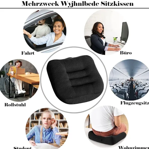 Sittpuffar>Sittkudde / förhöjningssäte bil, sittpuff / stolsdyna 40x40 kontorsstol ergonomisk ortopedisk sittpuff för matbordstolar svart h