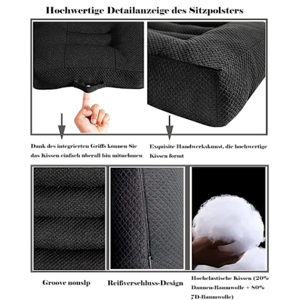 Sittpuffar>Sittkudde / förhöjningssäte bil, sittpuff / stolsdyna 40x40 kontorsstol ergonomisk ortopedisk sittpuff för matbordstolar svart h