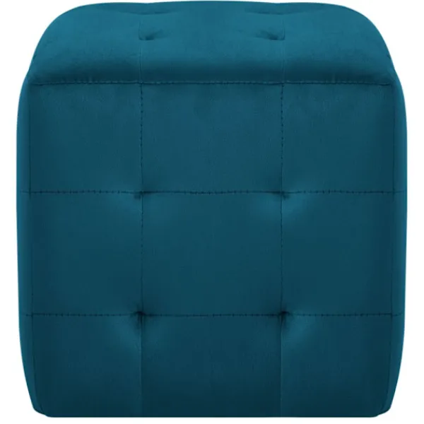 vidaXL Sittpuffar>Sittpuff 2 st blå 30x30x30 cm sammetstyg