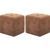 vidaXL Sittpuffar>Sittpuff 2 st brun 30x30x30 cm konstmocka