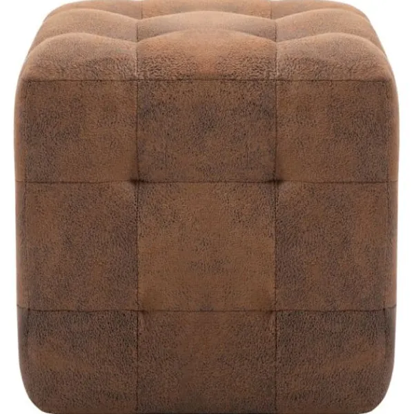 vidaXL Sittpuffar>Sittpuff 2 st brun 30x30x30 cm konstmocka
