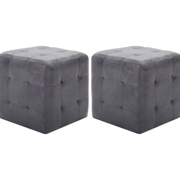 vidaXL Sittpuffar>Sittpuff 2 st grå 30x30x30 cm konstmocka