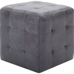 vidaXL Sittpuffar>Sittpuff 2 st grå 30x30x30 cm konstmocka