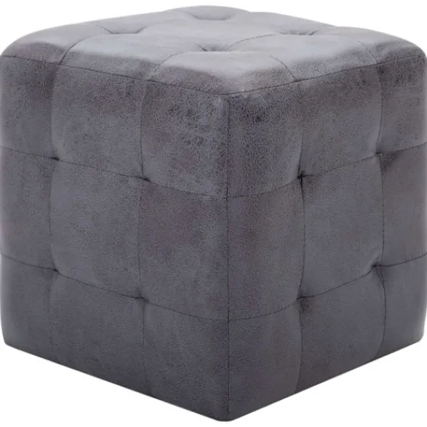 vidaXL Sittpuffar>Sittpuff 2 st grå 30x30x30 cm konstmocka